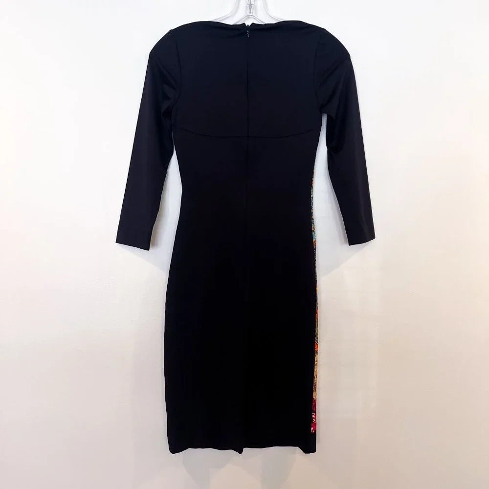 Just Cavalli Black Geometric Floral Designer Colorblock Bodycon Mini Dress XS - Picture 6 of 12